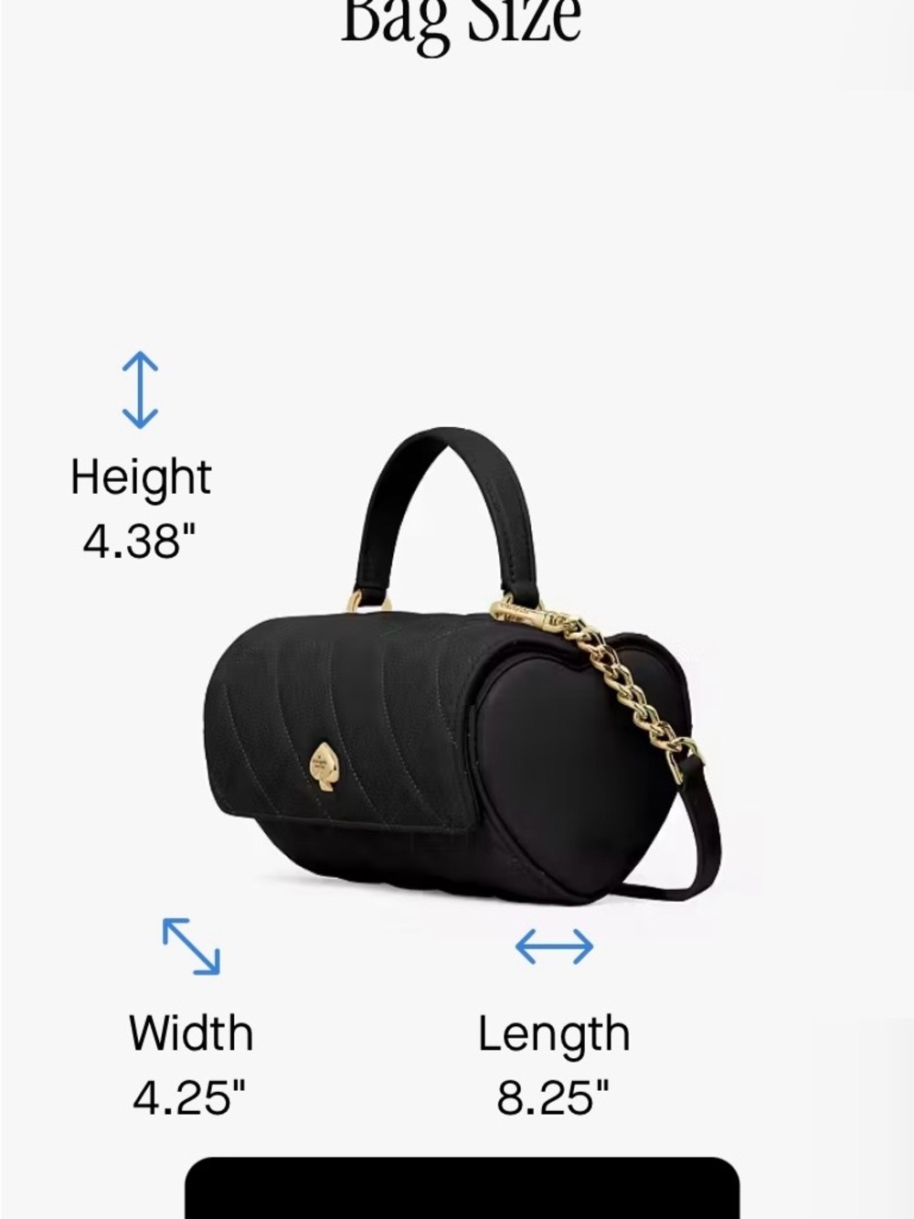 kate spade Heart Barrel Quilted Crossbody Black with Gold Hardware NWT - Picture 6 of 15